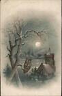 Advertising Trade Card Owl in a Tree on a Moonlit Night-Joseph Johnson's Sons
