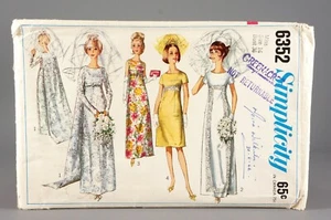 Simplicity Dress Pattern 6352 from 1960's Wedding Dress & Train - Picture 1 of 2