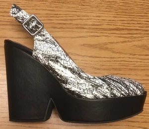 Plataforma Jeffrey Campbell Babs Peep Toe Tacones Altos, Negro Blanco, 37 - Imagen 1 de 7