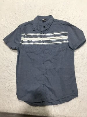 VTG Hang Ten Button Shirt Mens L Large Blue White Striped Short Sleeve Pockets - Image 1 of 4