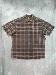 Browning Shirt Mens 2XL XXL Brown Plaid Button Up Short Sleeve Cotton Firearms - Picture 1 of 8
