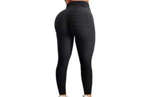 Mujer Acanalado Butt Negro Spandex Ropa Activa Leggings Talla Grande Abunado Espalda - Imagen 1 de 6