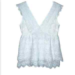 Urban Outfitters White Layered Lace V Neckline Top Small