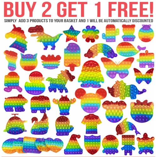 Popit Fidget Toy Push Bubble Sensory Stress Relief Kids Family Gift Game Rainbow - Image 1 of 4