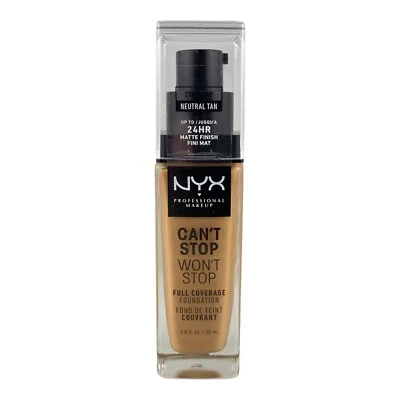 NYX Can't Stop Won't Stop Foundation 12.7 Neutral Tan Full Coverage 1 fl oz NEW! - Image 1 of 4