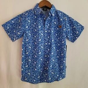 American Hawk Shirt Boy's Blue & White Short Sleeve Button Down Size 10 - Picture 1 of 7
