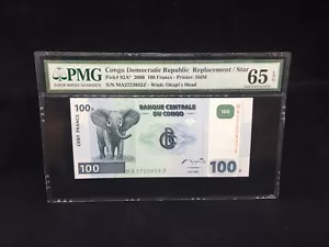 2000 Congo Democratic Republic 100 Francs P-92A* "REPLACEMENT/STAR" Banknote - Picture 1 of 2