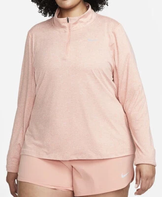 NIKE WOMEN’S  1/4 ZIP  LONG SLEEVE  DRI FIT PLUS SIZE RUNNING TOP CZ2849 824 1X - Image 1 of 4