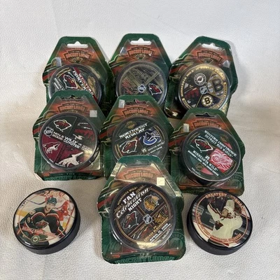 MINNESOTA WIlD EDICIÓN LIMITADA NHL Inglasco Puck Lote De 9 -Hockey Lodge Foto 1 de 4