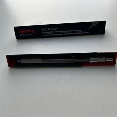 Rotring 600 0.5mm Full Metal Silver Refillable Mechanical Pencil Boxed Unused