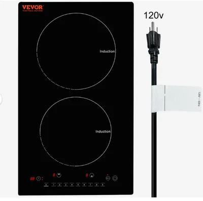 Estufa eléctrica 12 pulgadas Estufa de inducción de 2 quemadores superior 1800 vatios VEVOR IV2-04 Foto 1 de 4