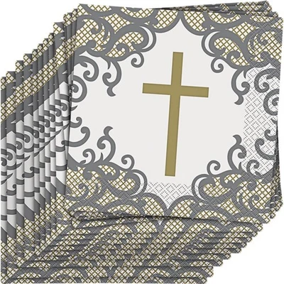 Fancy Gold Cross Luncheon Napkins (16cm) - Sophisticated, Soft & Vibrant Party  - Image 1 of 3