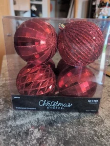 Set Of 4 Large Red Gold Silver Balls Christmas Ornaments Big Balls ! - Picture 1 of 1