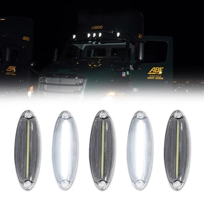 5 luces marcadoras LED blancas transparentes elevadas para techo para Freightliner Cascadia Foto 1 de 4