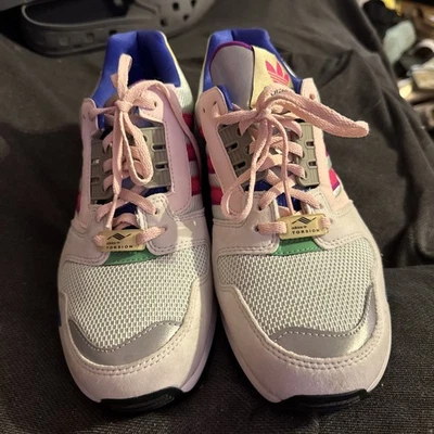 Size 9.5 - adidas ZX Crystal White/Dash Green/Shock Pink Women’s - Image 1 of 4