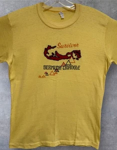 Vintage 70’s Bermuda Triangle Survivor Single Stitch T Shirt Medium 19”x26” - Picture 1 of 9
