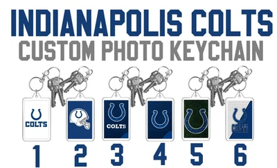 INDIANAPOLIS COLTS NFL Football Custom 2 Side Large Photo Keychain YOU CHOOSE - Image 1 of 4