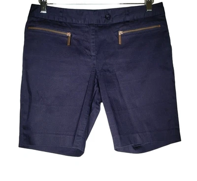 Michael Kors Bermuda Shorts Blue 4 Mid Rise Gold Zipper Pockets Chino 8 inch - Image 1 of 4