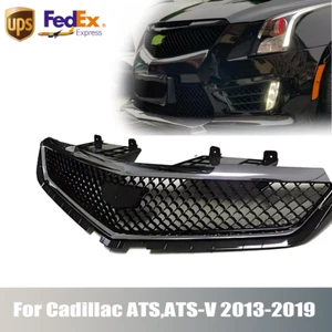 For 2013~2019 Cadillac ATS-V Front Upper Bumper Mesh Grill Grille Paint Black - Picture 1 of 13