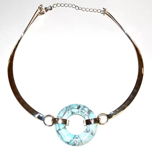 ROBERT LEE MORRIS WEISS BRONZE BLAU MAGNESIT EDELSTEIN HALSBAND HALSKETTE RLM UNGETRAGEN - Bild 1 von 5