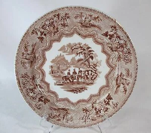 THOMAS HUGHES STAFFORDSHIRE MARRÓN TRANSFERWARE BOCETOS MILITARES PARCHE. PLACO - Imagen 1 de 4