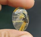 Top Quality Natural Rutilated Quartz Crystal Cabochon with Golden Needles N05