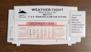 Calendario de metal blanco hermético 1990 vintage como nuevo sin usar, revestimiento, techo - Imagen 1 de 2