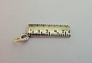Lindo dije de regla escolar de plata de ley de 18x5 mm muy detallado - Imagen 1 de 1