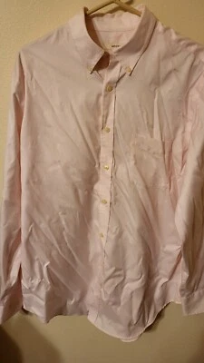 merona mens L 16 16.5 pink dress shirt 1 pocket L sleeve 30 L 23 across front bu - Image 1 of 4