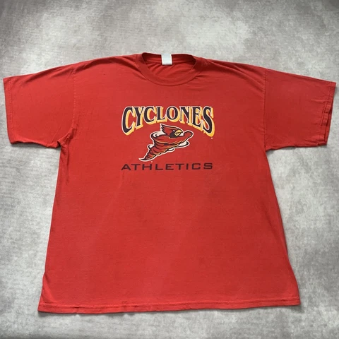 Vintage 90s Iowa State Cyclones Shirt Size XXL Graphic Red Athletics University Cover
