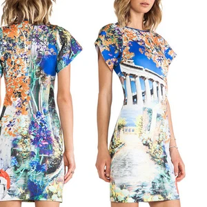 Abito donna colorato vestito fantasia vestitino stampa fiori monumenti classici - Bild 1 von 5