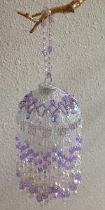 Fringed Ornament in Lavender, White and Clear - Handmade with Swarovski Elements - Bild 1 von 5