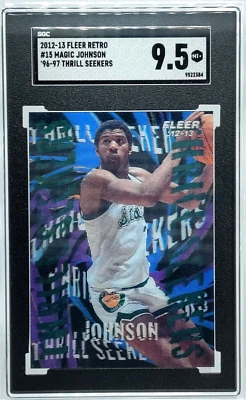 Magic Johnson SGC 9.5 2012-13 Fleer Retro 96-97 THRILL SEEKERS #15 HOF - Image 1 of 2