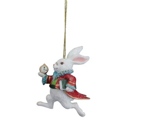 Gisela Graham Fairytale White Rabbit Christmas Tree Decoration - Festive Bauble