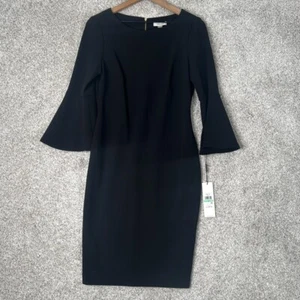 Timeless Calvin Klein Dress, Size 8 with bell sleeves and gold zipper nwt - Picture 1 of 10