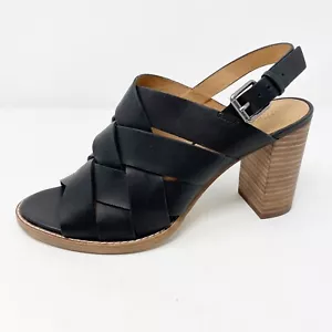 Sandali con tacco alto Madewell in pelle nera CINDY misura 9,5 punta aperta NUOVI - Foto 1 di 9