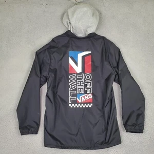 Vans Riley Coaches Jacket Mens XL Black Nylon Hoodie Windbreaker Deadstock - Picture 1 of 13