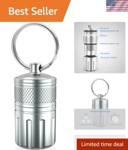 Compact Stainless Steel Pill Crusher with Waterproof Pill Organizer Keychain - Picture 1 of 7