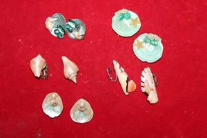5 Paar Clip On Rückseite Muschel Ohrringe Menge Bunt Vintage Kostüm Schmuck - Bild 1 von 6