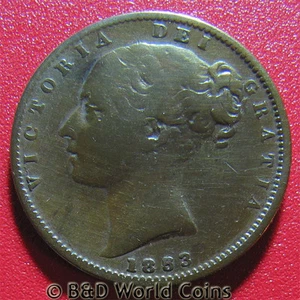 GREAT BRITAIN 1853 FARTHING ENGLAND BRITISH QUEEN VICTORIA COLLECTABLE COIN 22mm - Picture 1 of 2