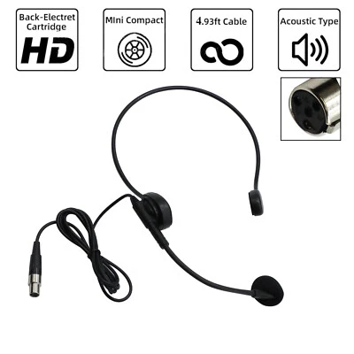 Headset Condenser Microphone For ME3 Shure BLX SLX ULX PGX Wireless System - Image 1 of 4