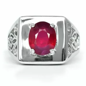 Heizbar Rubin Edelstein Mit 925 Sterlingsilber Ring für Herren #3052 - Bild 1 von 5