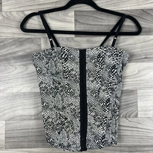 Charlotte Russe Corset Top Women Small Gray Animal Print Goth Festival Punk Y2K - Picture 1 of 8