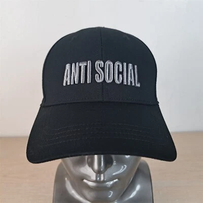 BEAUTIFUL GIANT GARMENTS ANTI SOCIAL ADJUSTABLE SNAPBACK BASEBALL HAT/CAP, BLACK - Image 1 of 4