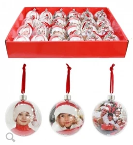 DIY Personalised Photo Bauble Christmas Tree Decoration Red Loop - Picture 1 of 1