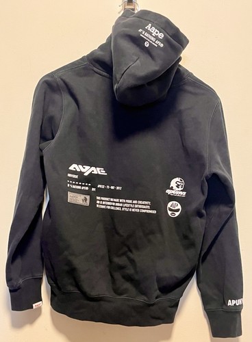 A BATHING APE (BAPE) Felpa con cappuccio Aape by a Bathing Ape Universe nera in rilievo nera 170 88A Youth XL