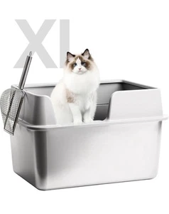 Stainless Steel Cat Litter Box with Lid, XL Metal Litter Box with Scoop, - Picture 1 of 6