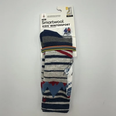 Носки детские зимние спортивные Smartwool с узором Yeti на полной подушке поверх икры большие - Изображение 1 из 4