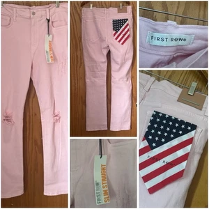 MENS size 36 FIRST ROW pink distressed SLIM STRAIGHT JEANS NWT - Picture 1 of 7