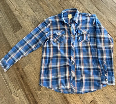 Camisa de franela de algodón gruesa tallada con volantes para hombre manga larga, talla XXL usada  Foto 1 de 4